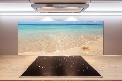 Pannello retrocucina con stampa di stelle marine su sfondo spiaggia