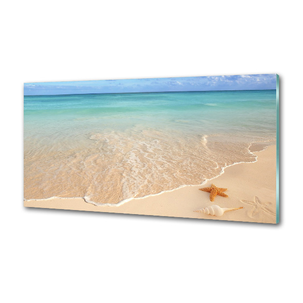 Pannello retrocucina con stampa di stelle marine su sfondo spiaggia