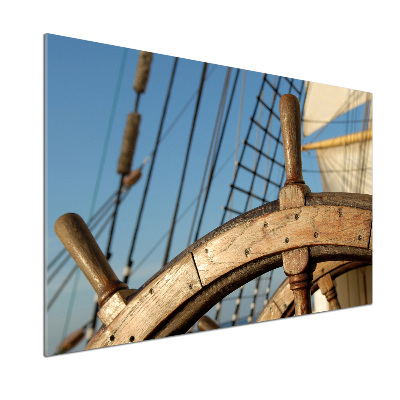 Pannello paraschizzi cucina con stampa raffigurante il timone di uno yacht