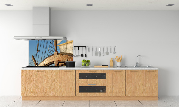 Pannello paraschizzi cucina con stampa raffigurante il timone di uno yacht