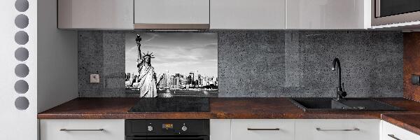Rivestimento parete cucina con motivo della Statua della Libertà