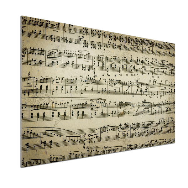 Pannello retrocucina con decorazione a motivo di note sul pentagramma