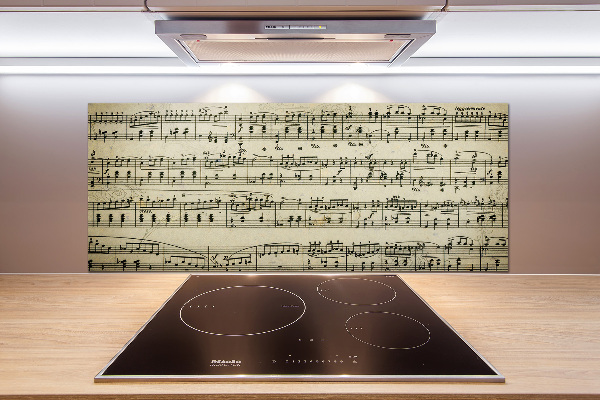 Pannello retrocucina con decorazione a motivo di note sul pentagramma