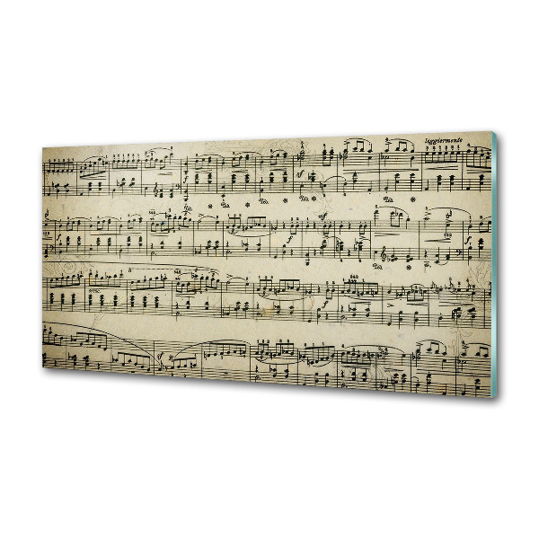 Pannello retrocucina con decorazione a motivo di note sul pentagramma