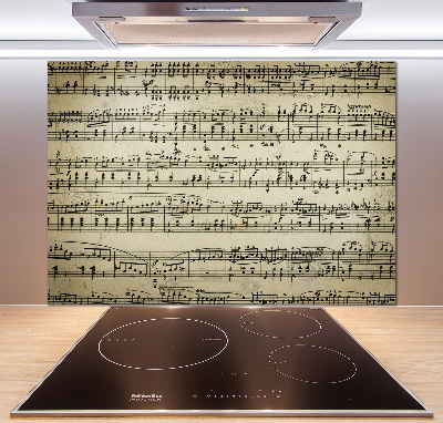 Pannello retrocucina con decorazione a motivo di note sul pentagramma