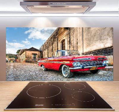 Rivestimento parete cucina con motivo Chevrolet rosso