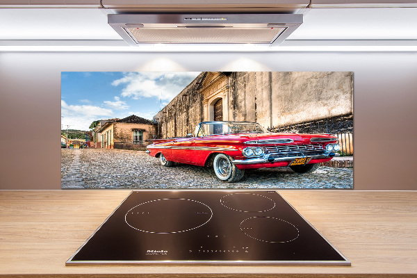 Rivestimento parete cucina con motivo Chevrolet rosso