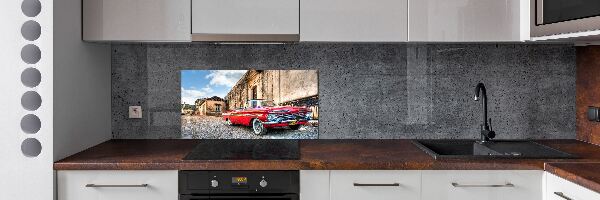 Rivestimento parete cucina con motivo Chevrolet rosso