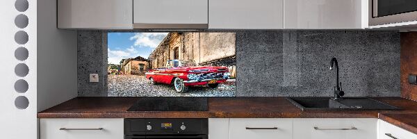 Rivestimento parete cucina con motivo Chevrolet rosso