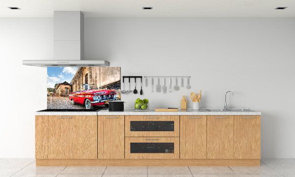 Rivestimento parete cucina con motivo Chevrolet rosso