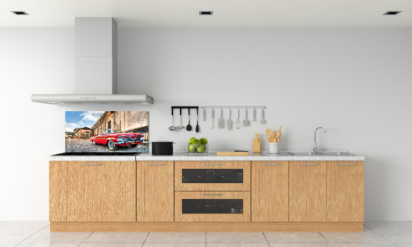 Rivestimento parete cucina con motivo Chevrolet rosso