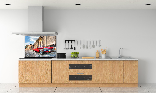 Rivestimento parete cucina con motivo Chevrolet rosso