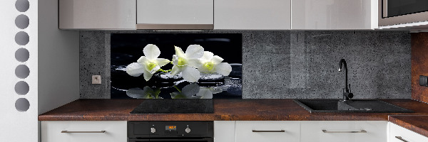 Rivestimento parete cucina con motivo orchidea