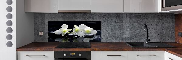 Rivestimento parete cucina con motivo orchidea