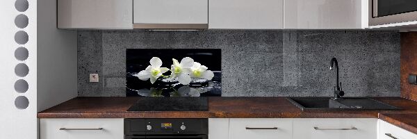 Rivestimento parete cucina con motivo orchidea