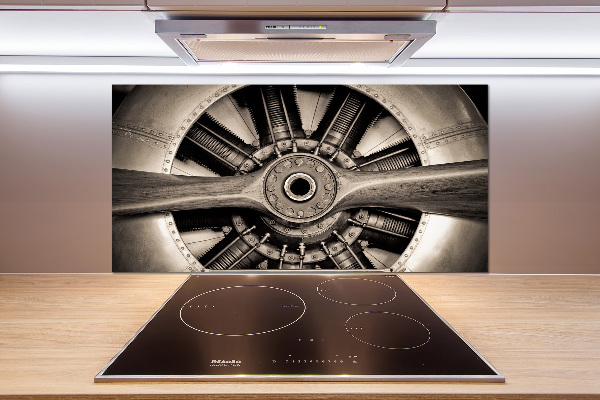 Pannello retrocucina con stampa a motivo di motore aeronautico