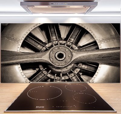 Pannello retrocucina con stampa a motivo di motore aeronautico