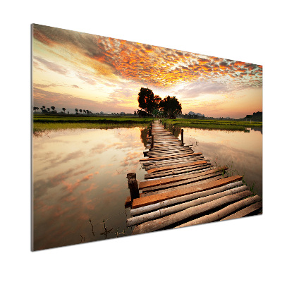 Pannello retrocucina con finitura in legno a ponte