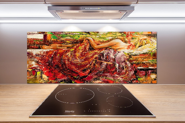 Pannello paraschizzi cucina con stampa raffigurante una donna addormentata