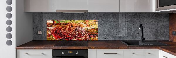 Pannello paraschizzi cucina con stampa raffigurante una donna addormentata