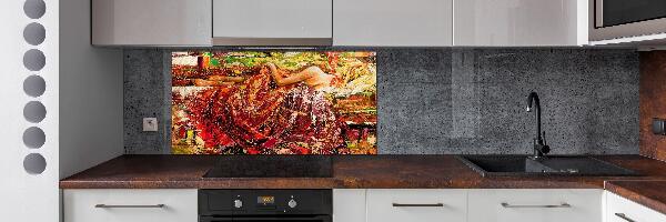 Pannello paraschizzi cucina con stampa raffigurante una donna addormentata