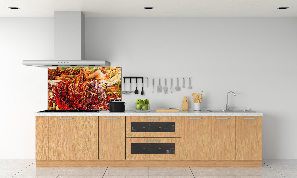 Pannello paraschizzi cucina con stampa raffigurante una donna addormentata