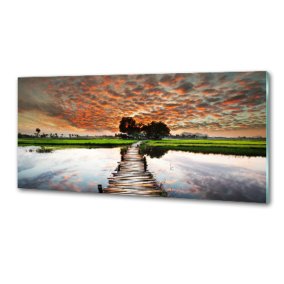 Rivestimento parete cucina con finitura a ponte di legno