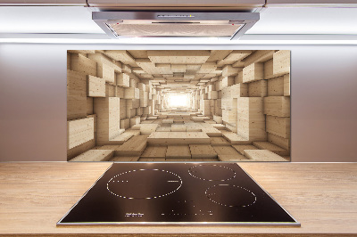 Pannello paraschizzi cucina con motivo a tunnel di legno