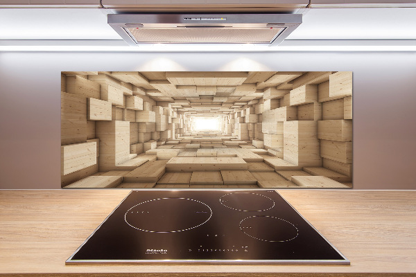 Pannello paraschizzi cucina con motivo a tunnel di legno