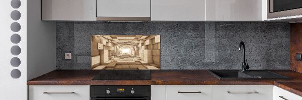 Pannello paraschizzi cucina con motivo a tunnel di legno