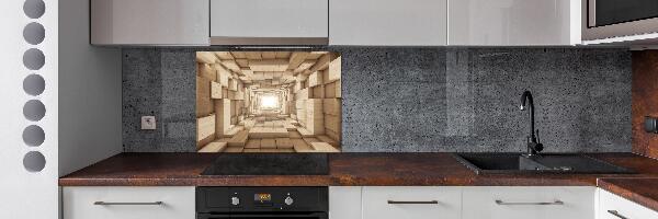 Pannello paraschizzi cucina con motivo a tunnel di legno