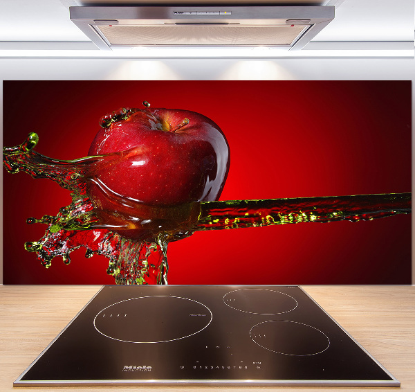 Pannello paraschizzi cucina con decorazione a mela e gocce d'acqua