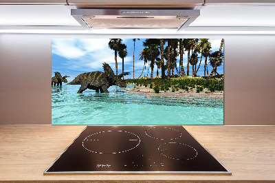 Pannello paraschizzi cucina con motivo di dinosauri