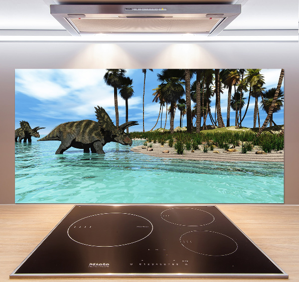 Pannello paraschizzi cucina con motivo di dinosauri