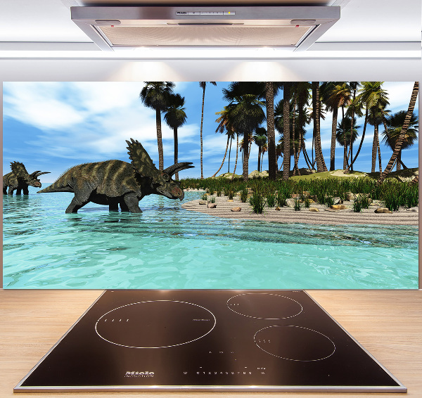 Pannello paraschizzi cucina con motivo di dinosauri