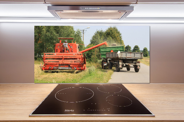 Pannello paraschizzi cucina con stampa a tema mietitrebbia