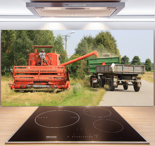 Pannello paraschizzi cucina con stampa a tema mietitrebbia