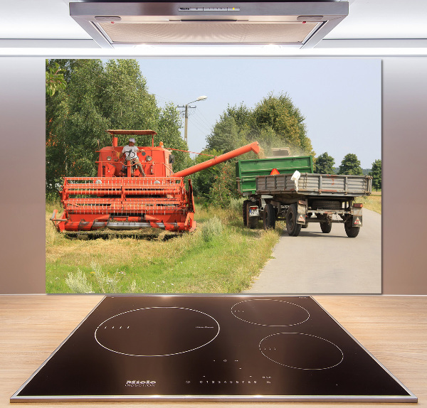 Pannello paraschizzi cucina con stampa a tema mietitrebbia