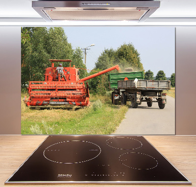 Pannello paraschizzi cucina con stampa a tema mietitrebbia