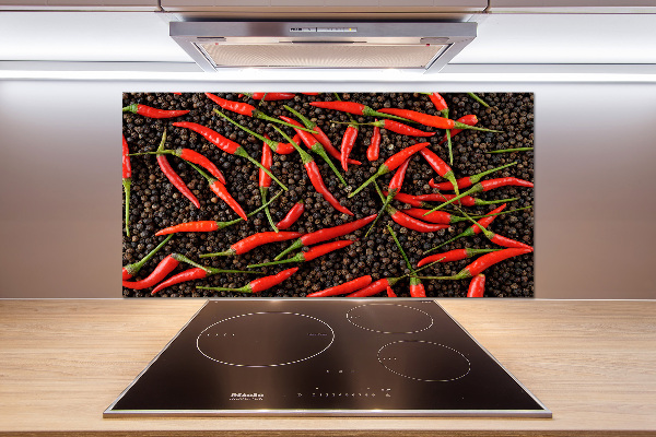 Rivestimento parete cucina con motivo di peperoncini