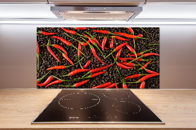 Rivestimento parete cucina con motivo di peperoncini