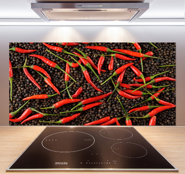 Rivestimento parete cucina con motivo di peperoncini