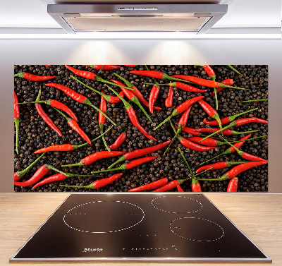 Rivestimento parete cucina con motivo di peperoncini