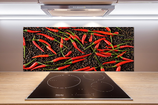 Rivestimento parete cucina con motivo di peperoncini