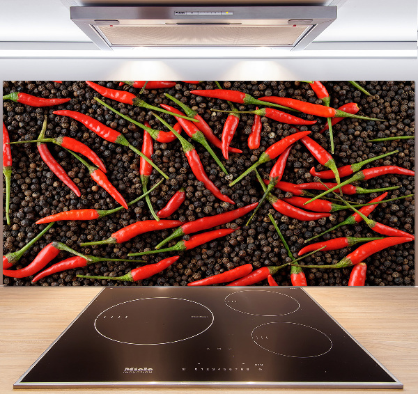 Rivestimento parete cucina con motivo di peperoncini