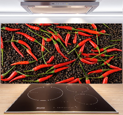 Rivestimento parete cucina con motivo di peperoncini