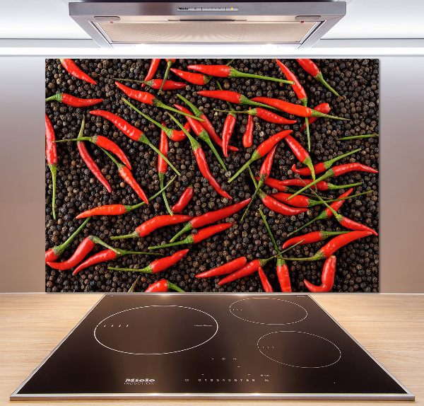 Rivestimento parete cucina con motivo di peperoncini