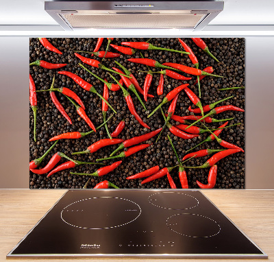 Rivestimento parete cucina con motivo di peperoncini