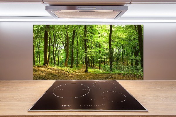 Rivestimento parete cucina con motivo «Sentiero nel bosco»