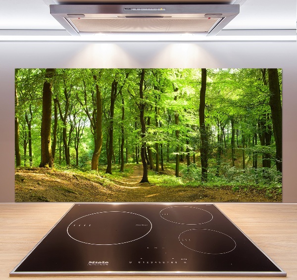 Rivestimento parete cucina con motivo «Sentiero nel bosco»